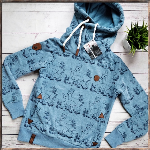Naketano Tops - NWT NAKETANO Darth Deer Print High Collar Hoodie L